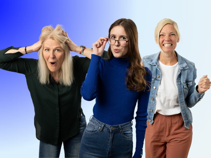 Corinna, Merle und Steffi von der coop machen lustige Posen. 