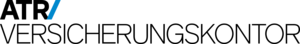 Das Logo von ATR/Versicherungskontor ist hier in schwarzer Schrift ausgeschrieben. Der Schrägstrich ist blau. 