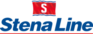 Logo von Stena Line, bestehend aus dem Schriftzug ‚Stena Line‘ in einer modernen, klaren Schriftart, begleitet von einer stilisierten Flagge im oberen Bereich und einem geschwungenen ‚S‘-Symbol, das das maritime Thema der Reederei betont.