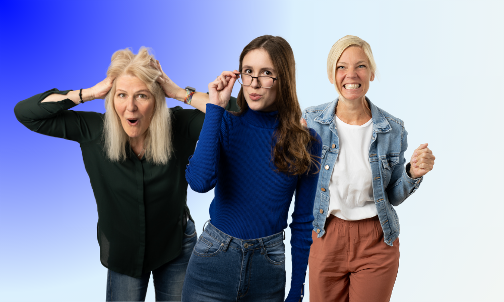 Corinna, Merle und Steffi von der coop machen lustige Posen. 