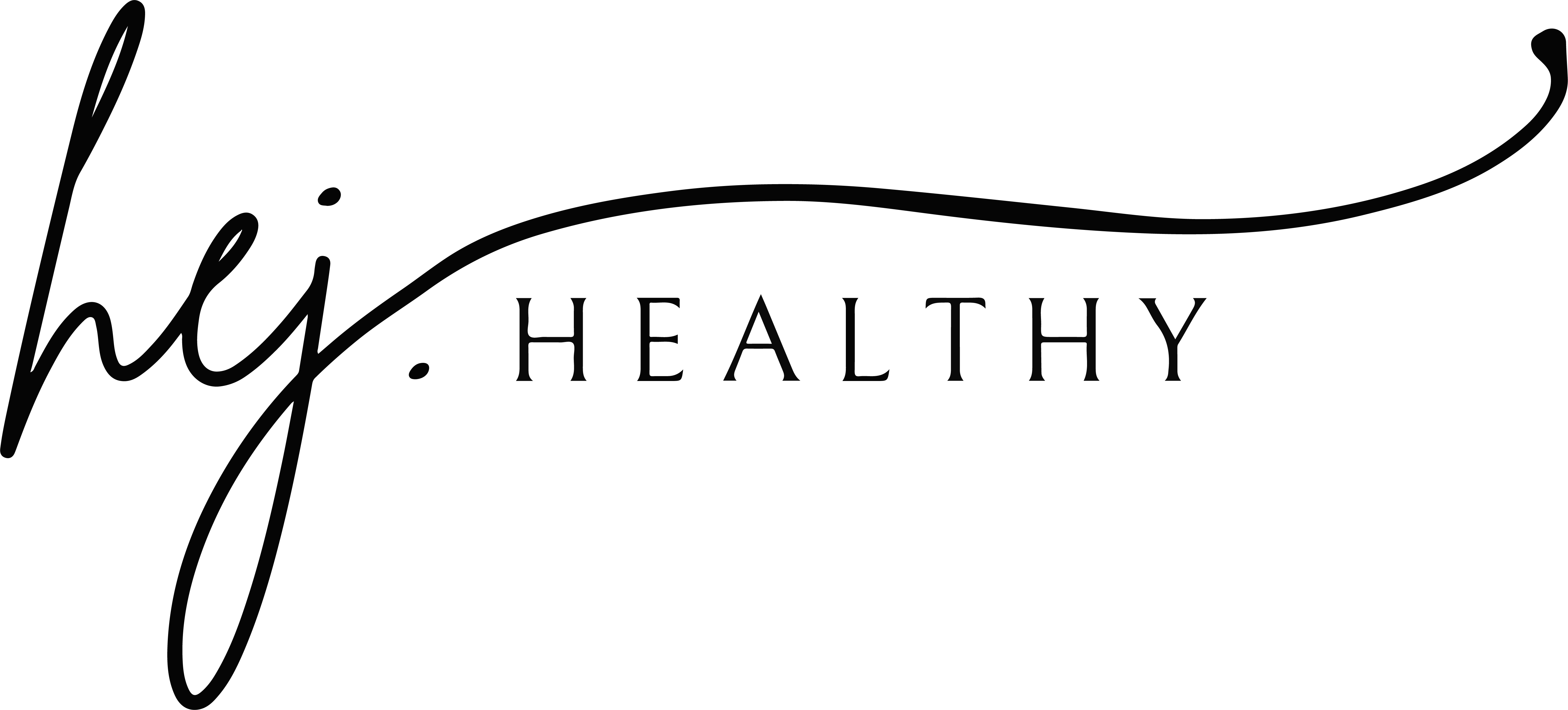 Das Logo enthält einen geschwungenen Schriftzug hej.healthy. 